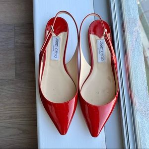 Jimmy Choo Red Patent Leather Erin Flat SIZE 40